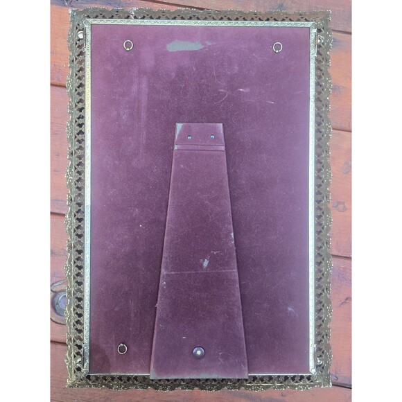 Mirrorred Vanity Tray Hollywood Regency Ornate Gold Tone Filigree 16.5"x11.5"x3" - Picture 5 of 5